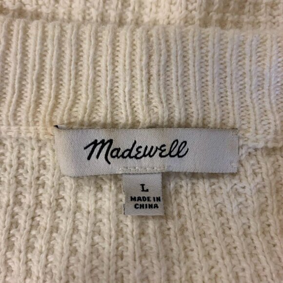 Madewell Women's‎ Roll-Trim Waffle Pullover Sweater in Cotton-Merino Yarn Size L - Picture 6 of 12